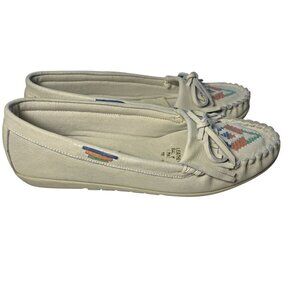 Prima Leather Shoe 8 White Western Loafer Aztec Embroidery Fringe Festival Indie